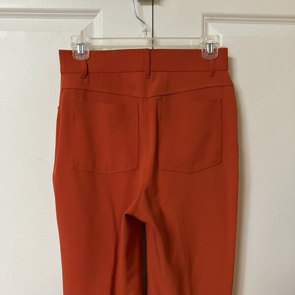 Stella McCartney High Rise Pleated Pants Womens 2 Tangerine Wool Crop Flare - Picture 6 of 16